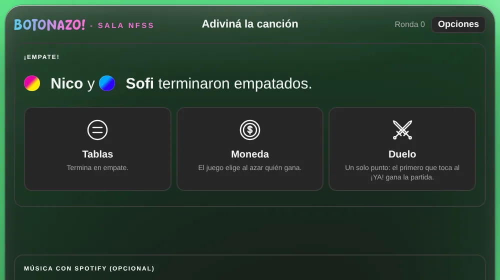 Opciones de desempate