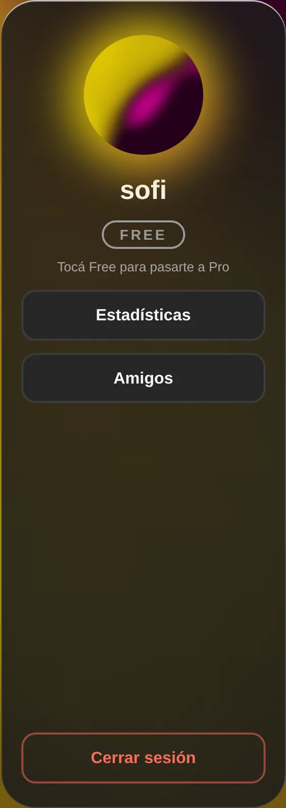 Recuadro de la cuenta