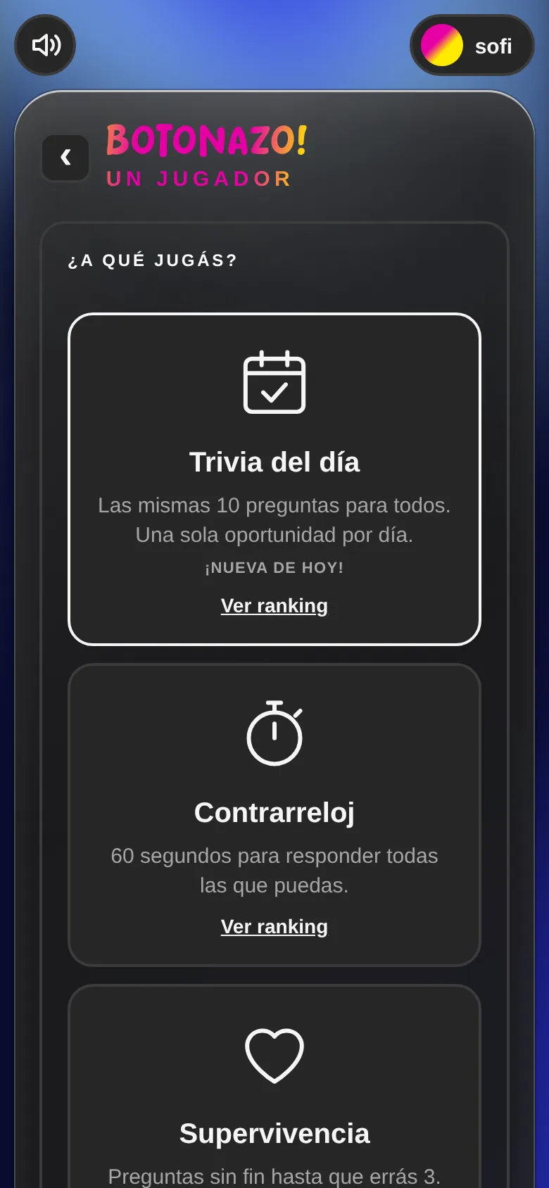Lista de modos de Un jugador